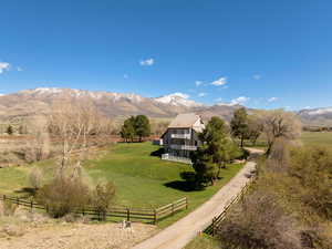 View of mountain background with rural landscape