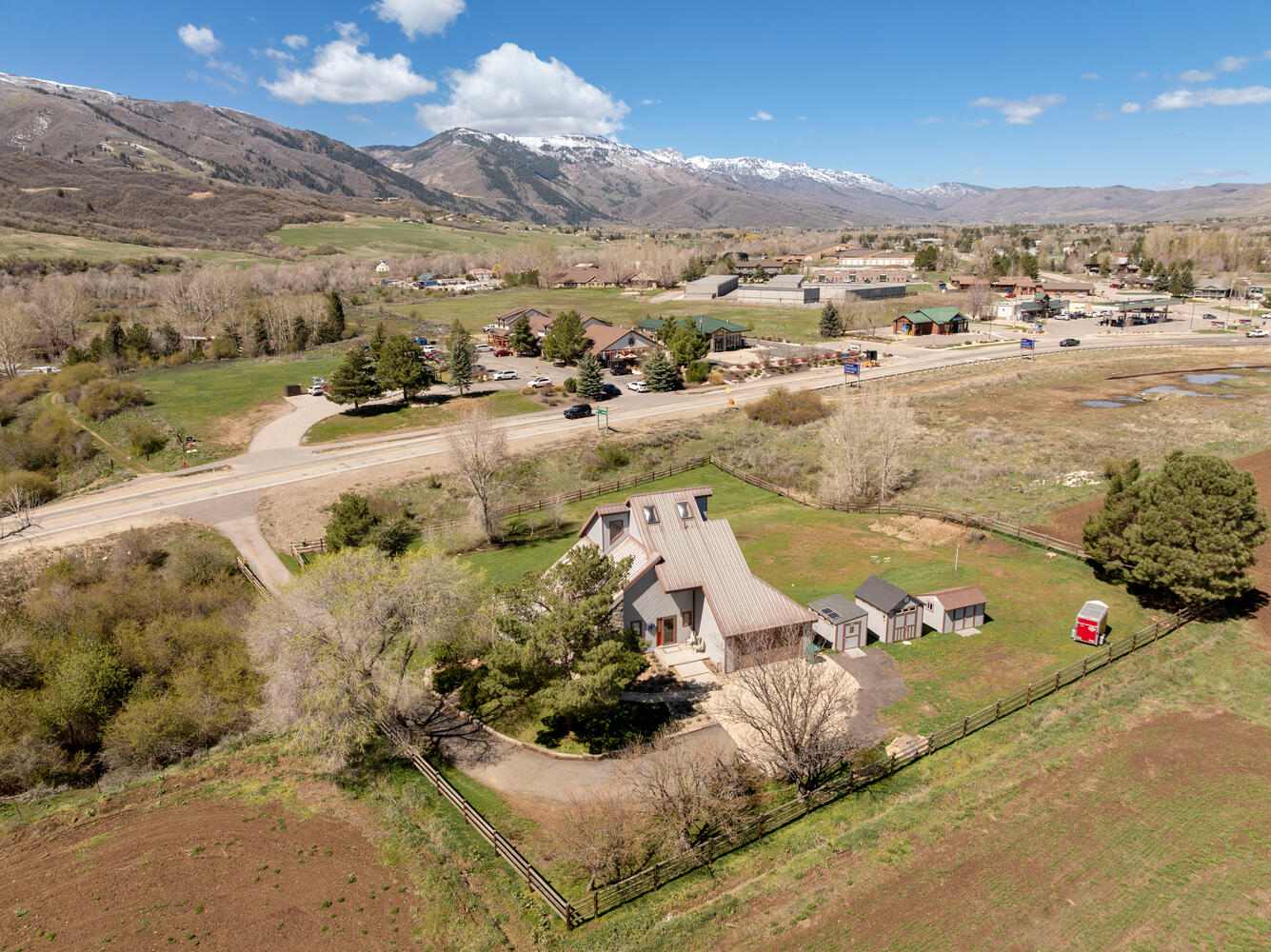 View of subject property with mountains
