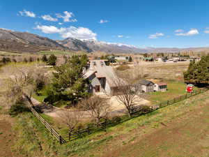 View of mountain background with rural landscape