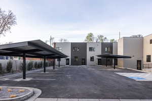 View of covered parking lot