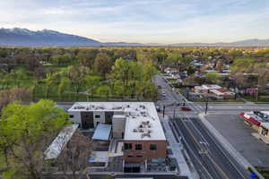 Aerial view of a mountainous background