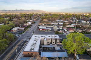 Bird's eye view of a mountain backdrop