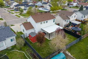 Aerial perspective of suburban area