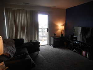 View of carpeted living area