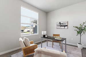 Office featuring light carpet