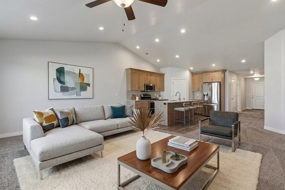 Virtually staged living room