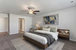 Virtually staged master bedroom