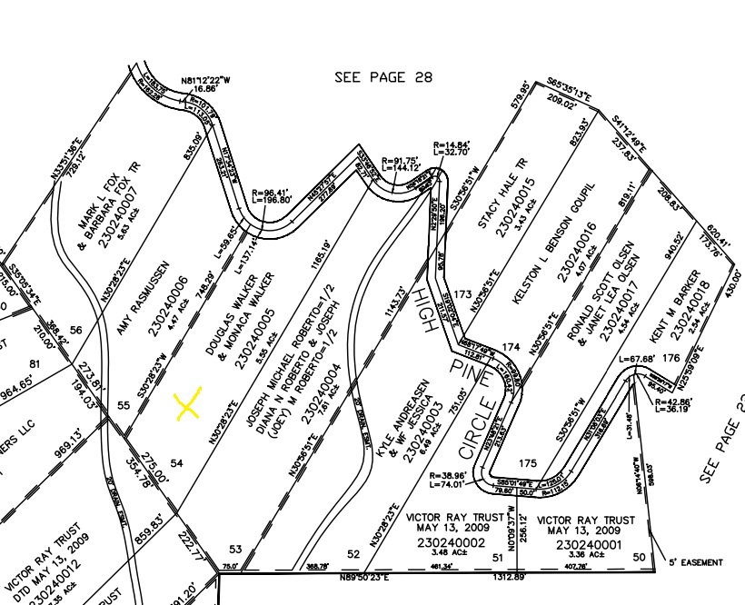 Map showing property parcels