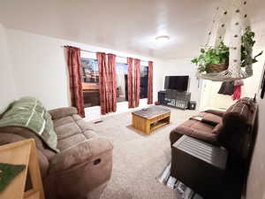 View of carpeted living area