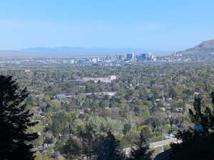 View of urban area with mountains