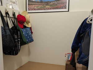 Mudroom closet from garage entry.