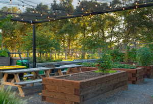 View of patio with a garden