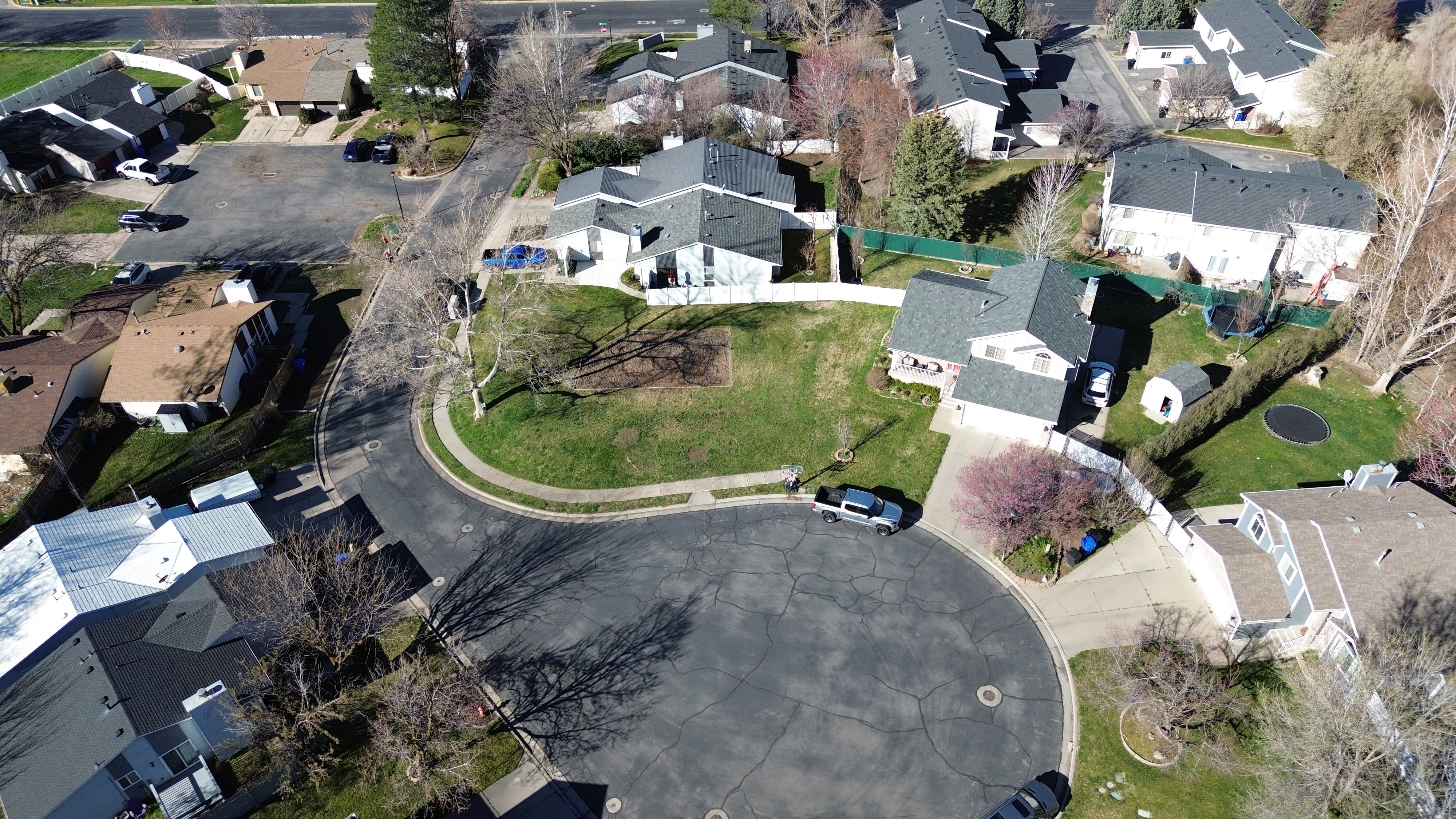 Aerial perspective of suburban area