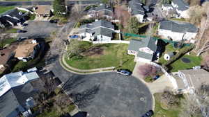 Aerial perspective of suburban area