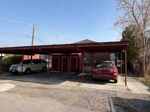 View of covered parking lot