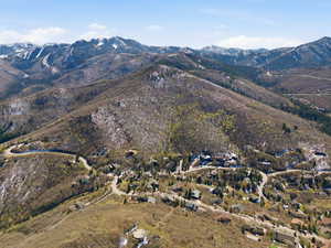 View of mountain background with nearby suburban area
