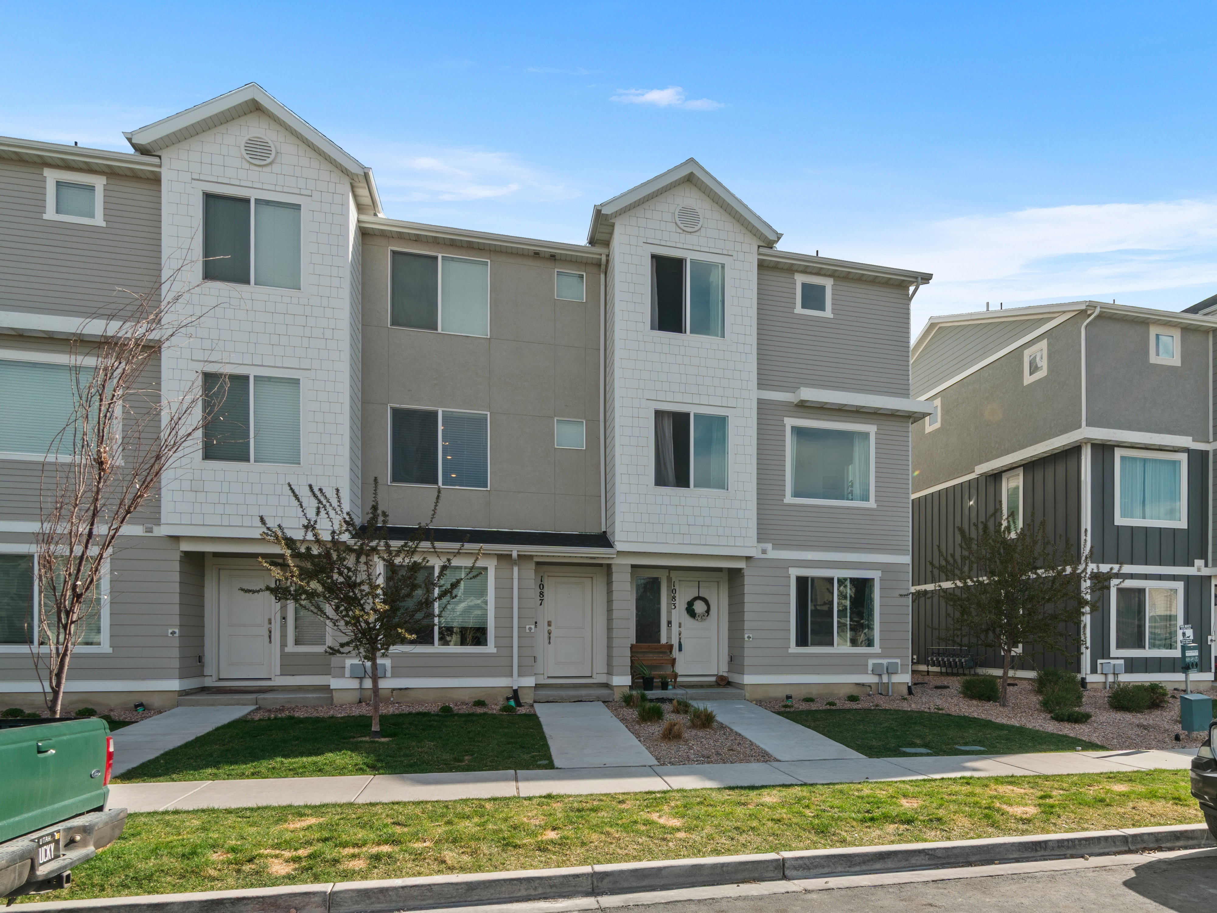 View of front of property with a front yard