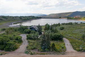 Drone / aerial view of a water and mountain view