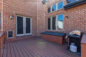 Deck featuring french doors and grilling area