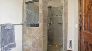 Bathroom with a stall shower