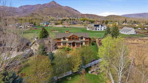 Aerial view of a mountainous background