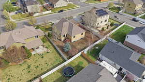 Aerial perspective of suburban area