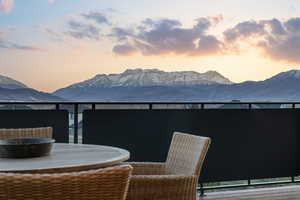 Balcony with a mountain view