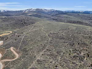 Overview of rural landscape featuring mountains