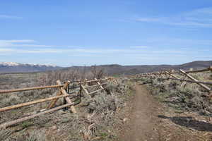 View of yard with a mountain view and a view of rural / pastoral area
