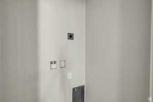 Laundry area with electric dryer hookup and hookup for a washing machine