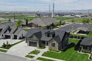 Aerial perspective of suburban area
