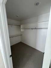 Walk in closet with carpet