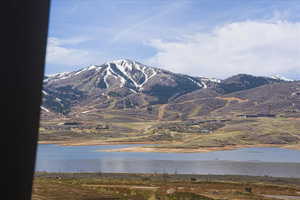 View of mountain background with a large body of water
