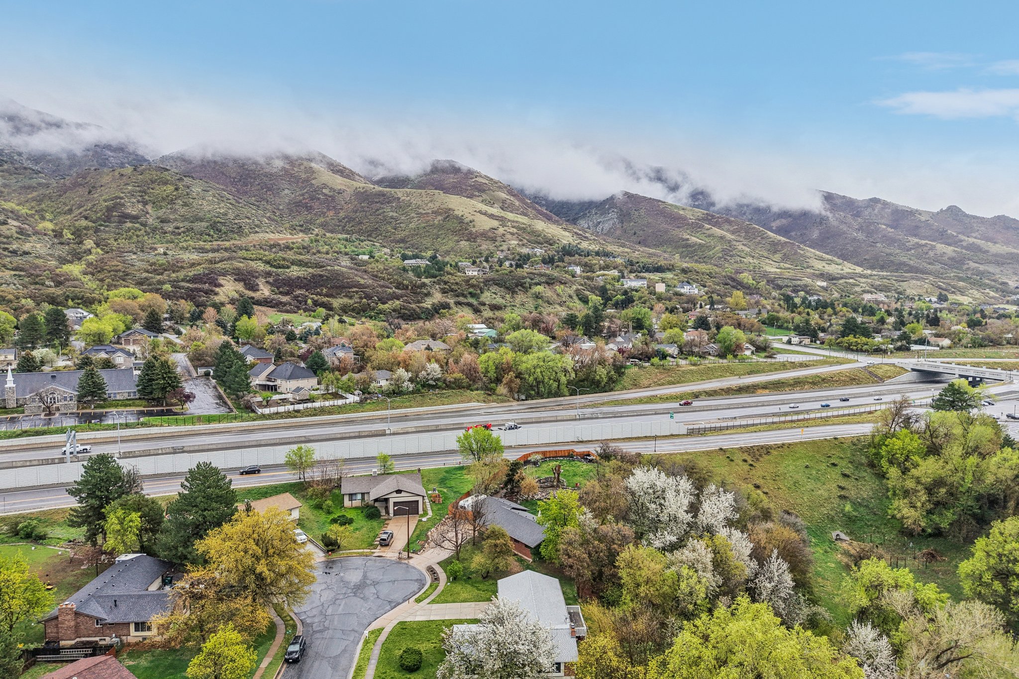 Mountain view with nearby suburban area