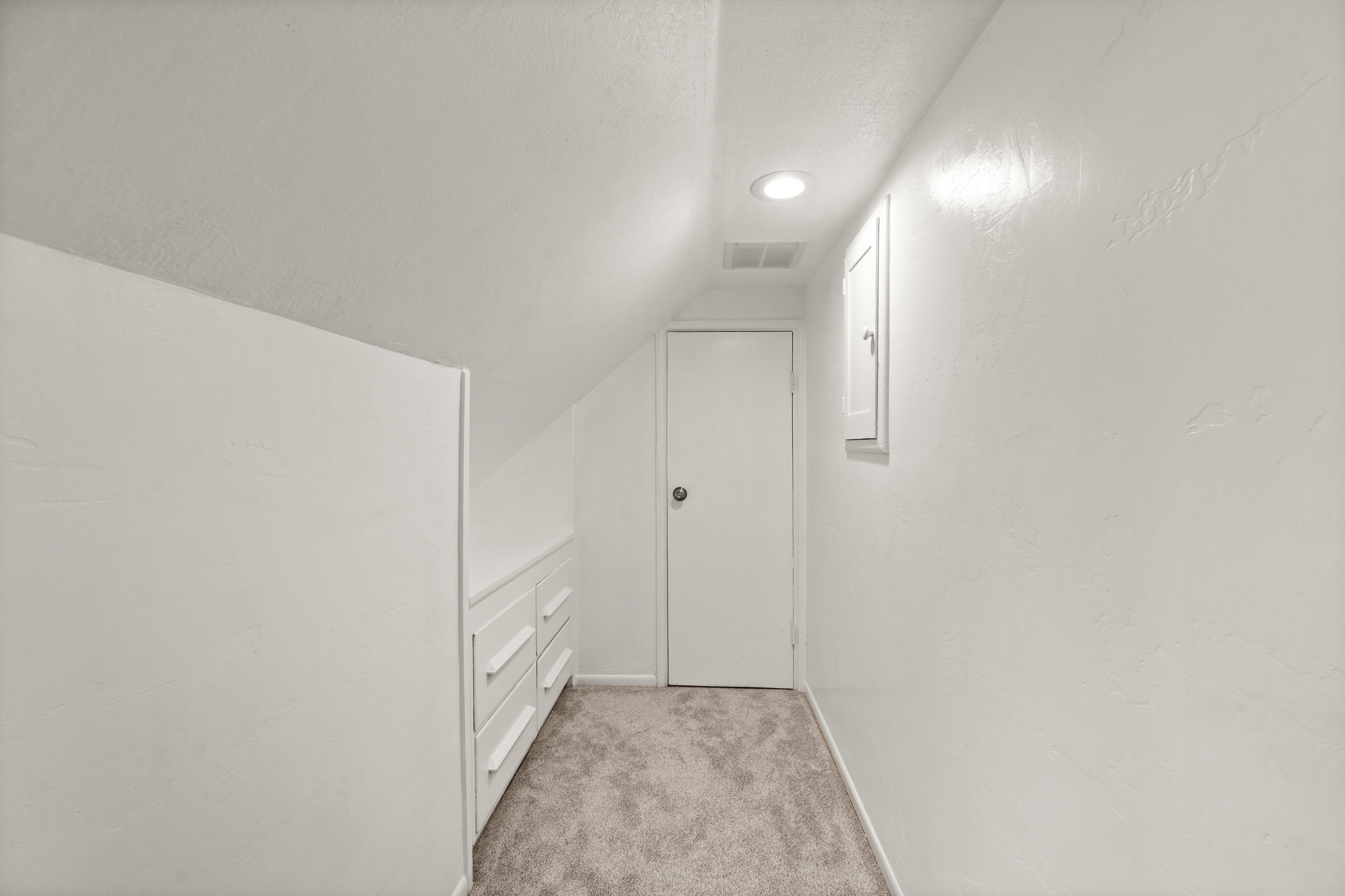 Bonus room featuring light colored carpet and recessed lighting
