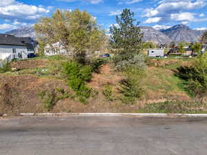 View of yard with a mountain view