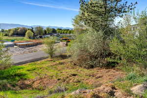 View of yard featuring a mountain view