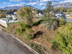 Drone / aerial view of a mountain backdrop