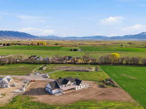 Aerial view of the back of the house.