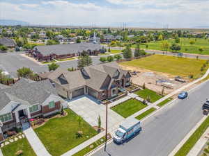 Aerial perspective of suburban area