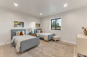 Bedroom featuring baseboards and recessed lighting