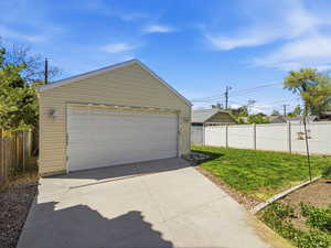 View of detached garage