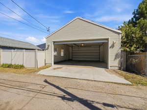View of detached garage