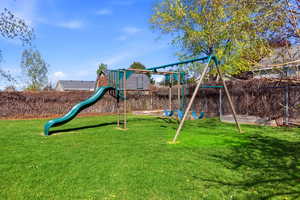 Community play area with a yard