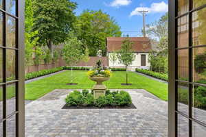 View of fenced backyard