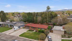 Aerial perspective of suburban area