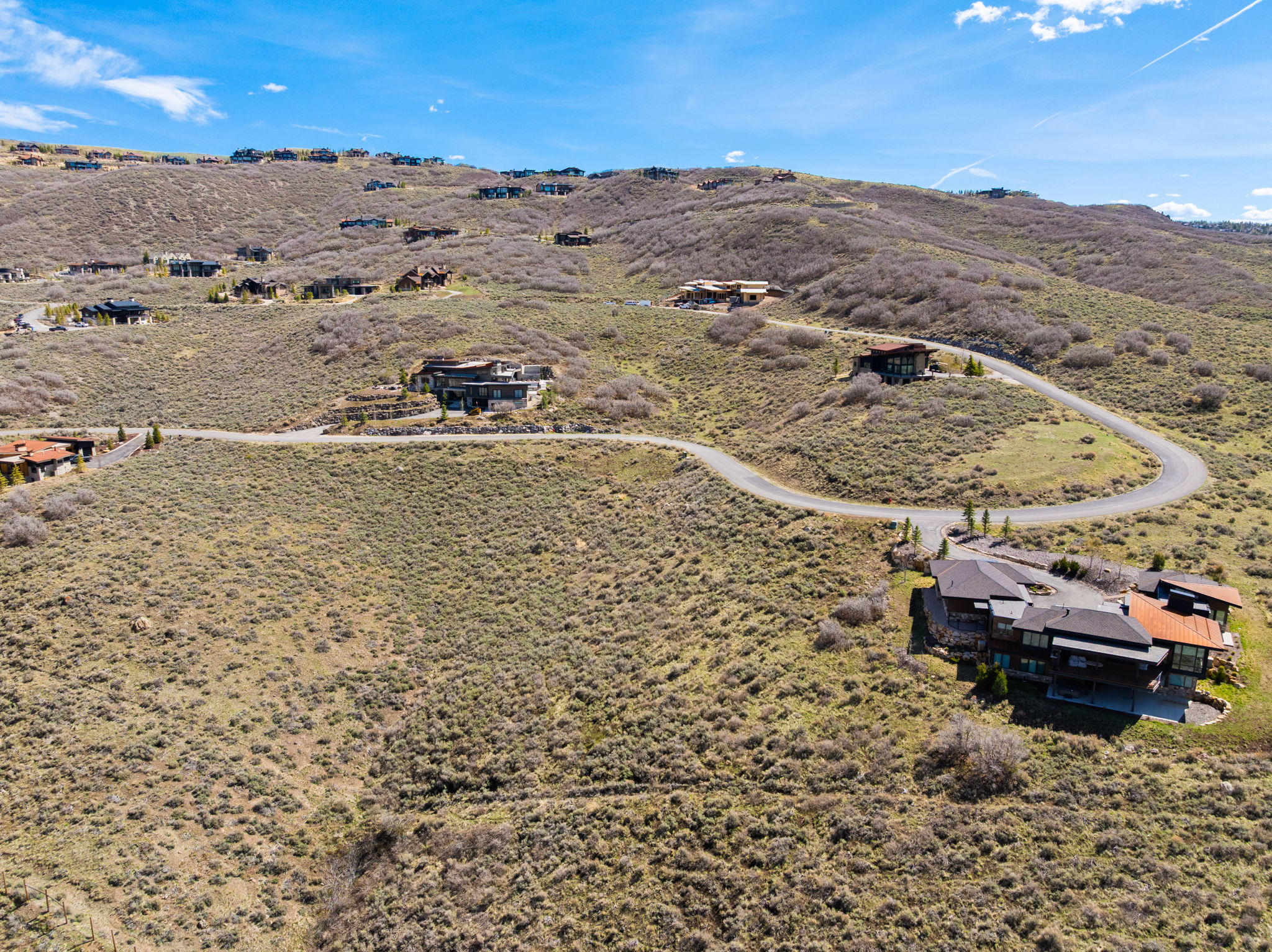 Aerial view of a mountainous background