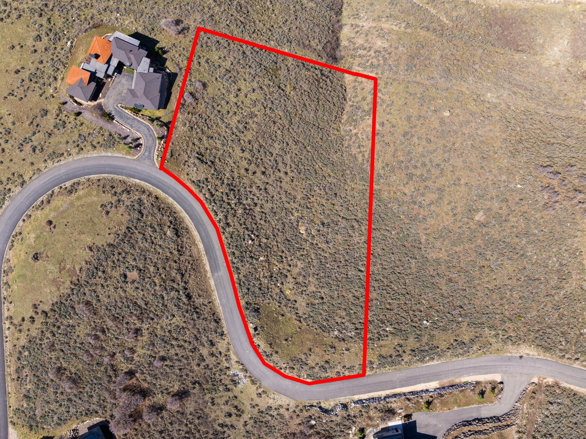 Aerial view of property's location featuring property boundaries highlighted