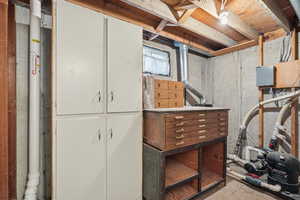 View of basement work area