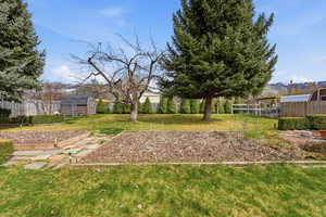 View of yard with a mountain view
